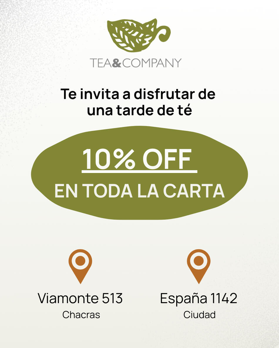 Disfrutá Tea and Company Mendoza con los beneficios de ser socia PIURA. Tea and Company Centro Av. España - Descuentos exclusivos para clientas PIURA.